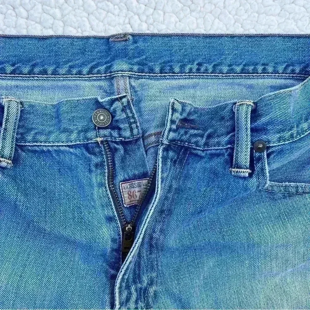 Polo R.‎ Lauren Boyfriend Classic Fit Med Wash Faded Cutoff Jean Shorts Size 35